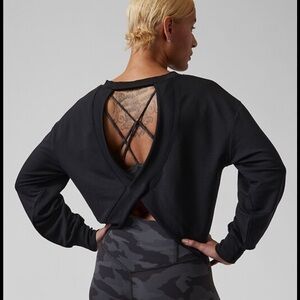 Athleta Savasana Black Open-Back Sweatshirt Used Once